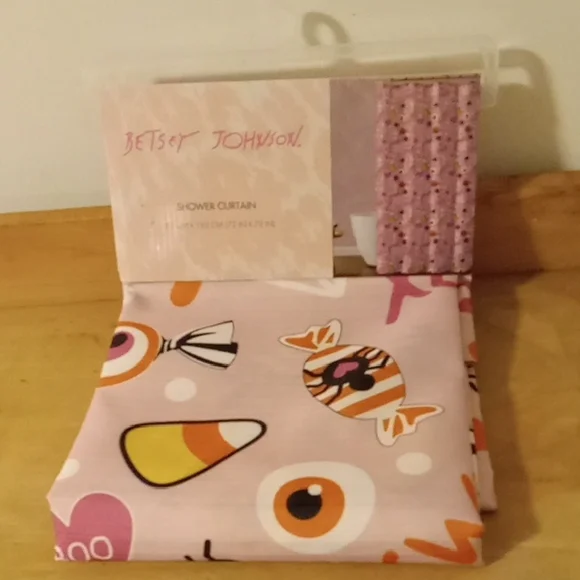 Betsey Johnson Pink Candy Halloween Shower Curtain New