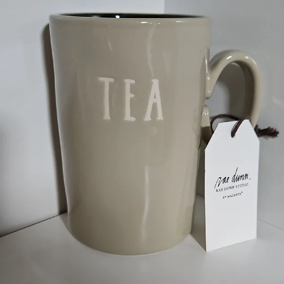 Stylish Minimalist 2022 Ceramic 'TEA' Mug by Rae Dunn, Beautiful Interior