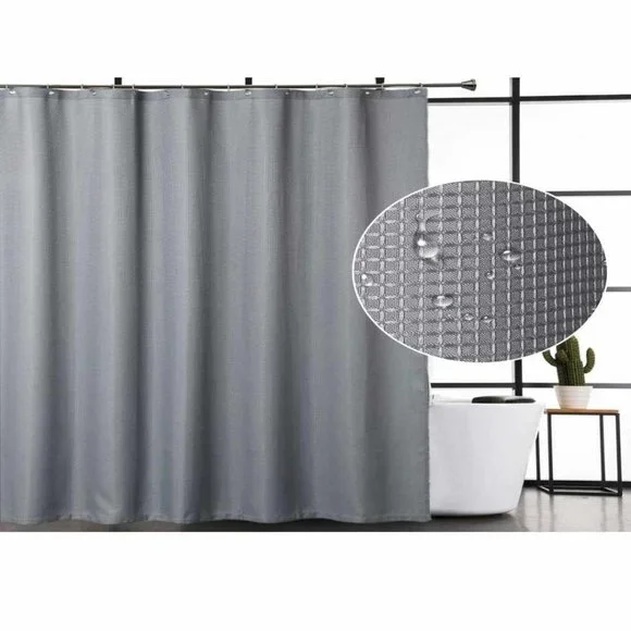 CAROMIO Grey Shower Curtain, Modern Waffle Weave Polyester Fabric Shower Curtain