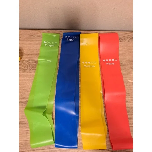 Fitness Resistance Bands 5 Sets of 4 Levels X-Light Light Medium Heavy Bands