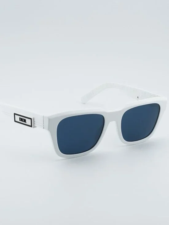 Dior DIORB23 S1I 50B0 Sunglasses Shiny White Square Frame, Blue Lenses