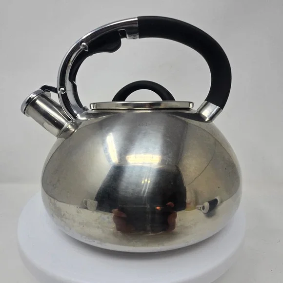 Brandani Stainless Steel Whistling Tea Kettle Induction Gas Electric Stovetop