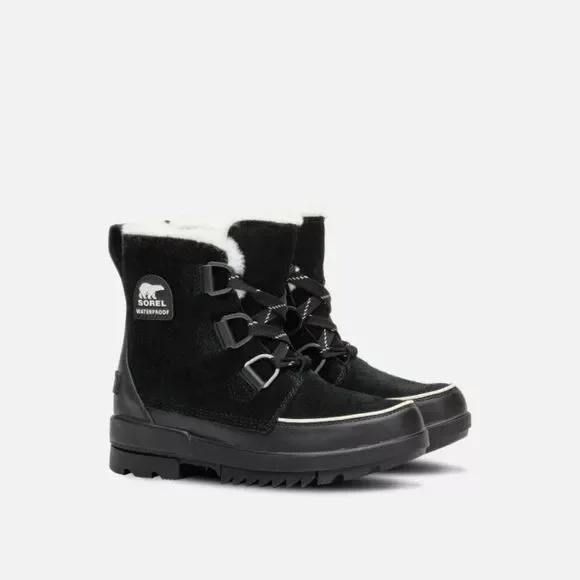 Sorel Girl's Black Torino NY2636-010 Lace Up Ankle Winter Snow Boots Size US 4