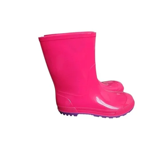 Glossy Puddle Jumper Pink Rain Boots Girls Size 2-3 Canadian Made Rubber