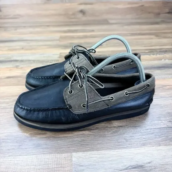 Timberland Size 8M Kiawah Bay 2 Eye Leather Boat Shoes Black