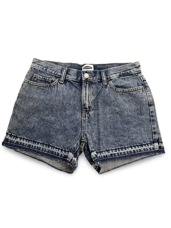 Old Navy Acid Wash Denim Cutoff Jean Shorts Girls 16 Blue Let Down Hem Summer