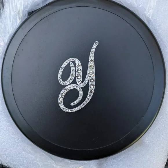 Black Dual Magnifying Mirror w/ Crystal Initial by Lori Greiner Y
