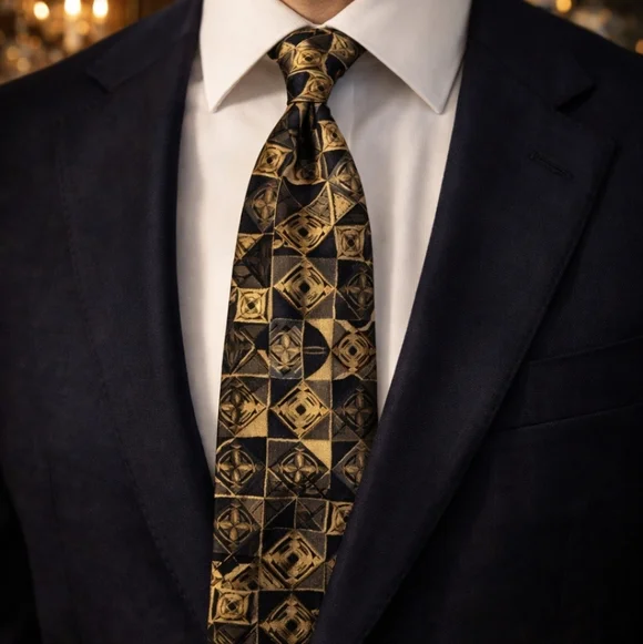VG VALERIO GARATI Vintage Pure Silk Abstract Print Tie