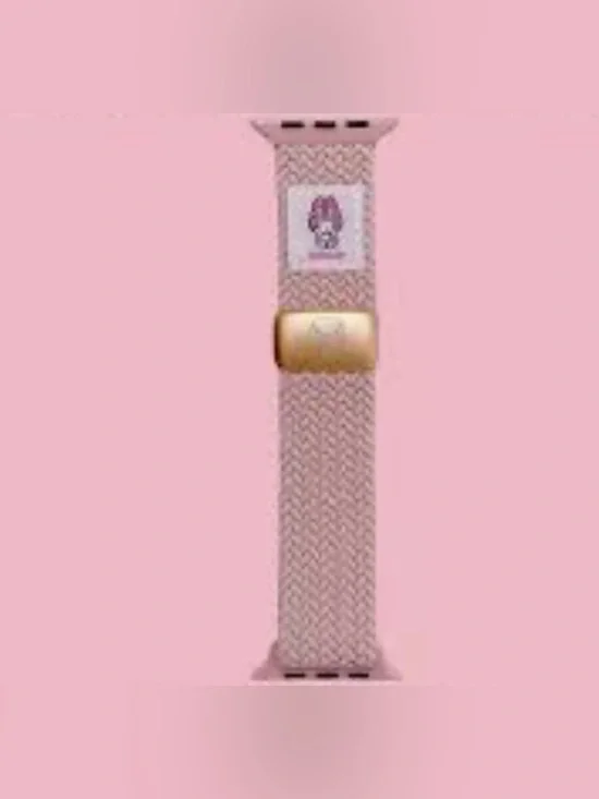 My Melody Pink Woven Loop Smartwatch Band with Gold Clasp