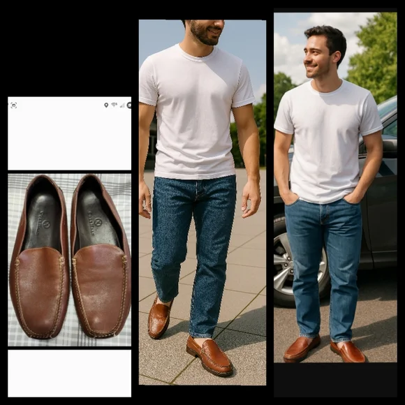 Cole Hann Venetian Dress Shoes Loafers Brown Leather Slip-On Size 11 M●