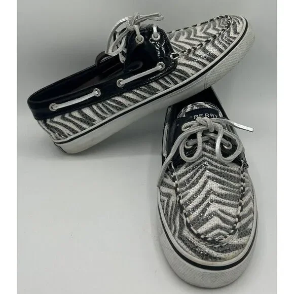 Sperry Top Sider Women's‎ Bahama 2 Eye Black/White Zebra Boat Show Size 7.5M