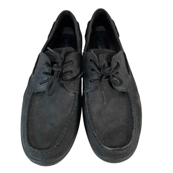 Sperry Mens Size 13 Boat Shoes Leather Lace Up Casual Comfort Loafers Black