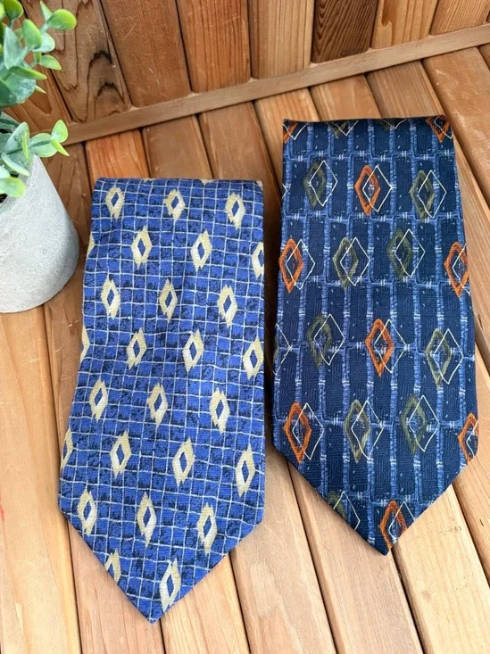 Vintage Bellinzona 100% Silk Tie Bundle Geometric Diamond 90s