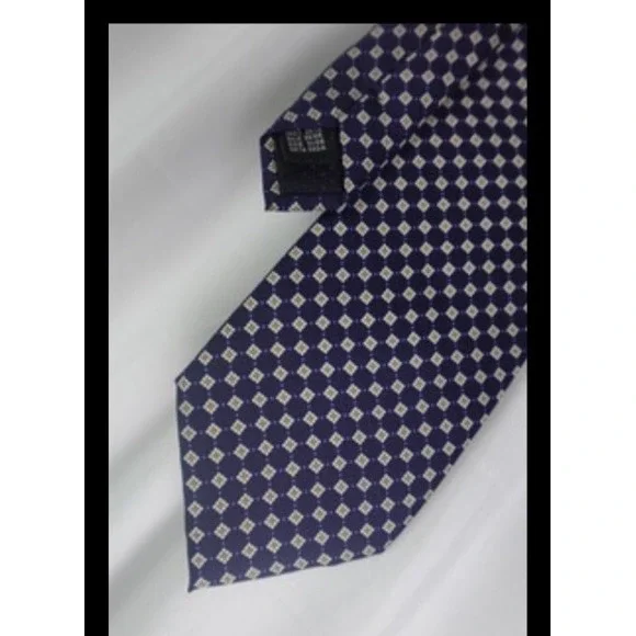 Fabris Venezia Tie‎ 100% Silk Navy Pattern Luxury Made in Italy Mens Necktie