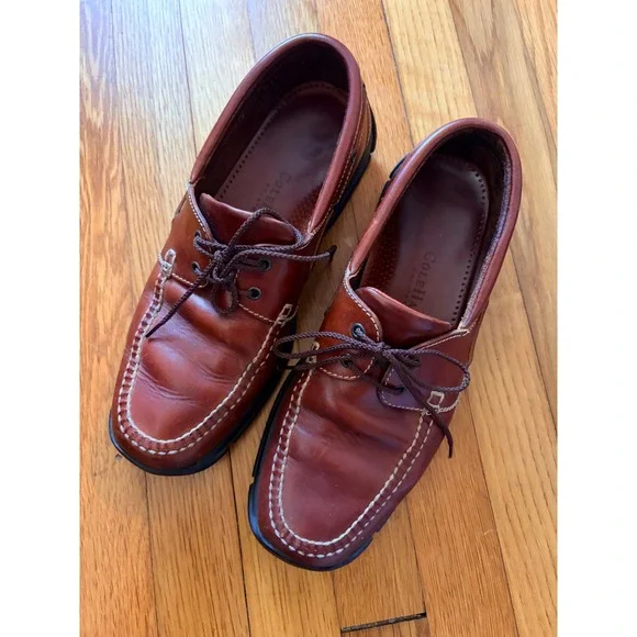 Cole Haan Country Mens Brown Leather Boat Shoes GOMMUS Sole M9123 Size 10.5 M‎