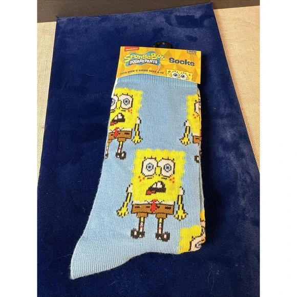 SpongeBob‎ SquarePants Crew Socks Men's 6-12 NEW Nickelodeon