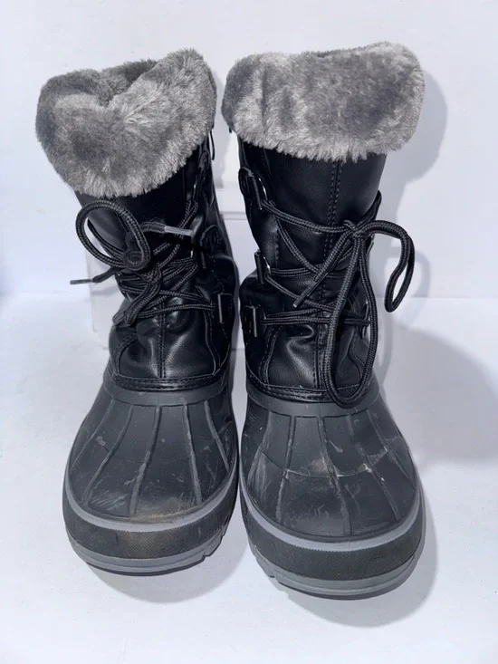 DREAM PAIRS Size 6 Unisex Faux Fur-Lined Black Winter Snow Boots