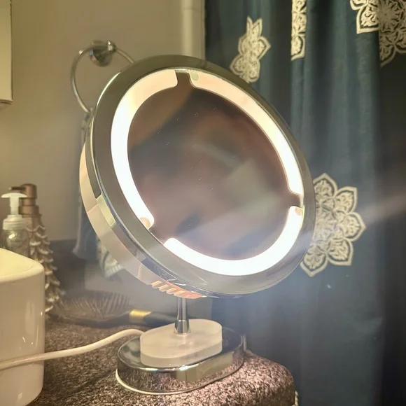 Illuminated Silver Vanity Mirror