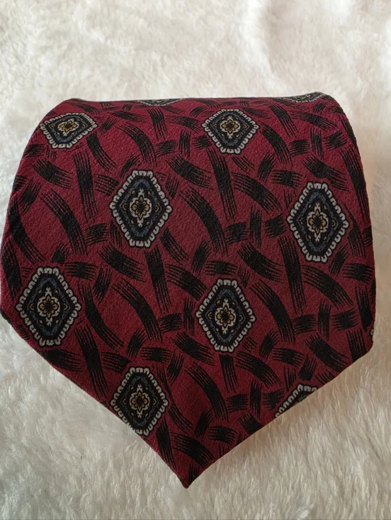 Vintage Charles Jourdan Red Medallion Silk Tie Classic Designer