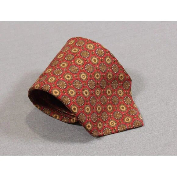 Brooks Brothers 346 100% Silk Tie Necktie Red Geo Metric USA 3.5