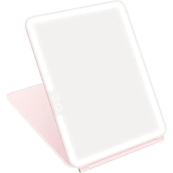 Folding Travel Mirror Lighted Makeup Mirror with 72 LEDs 3 Colors Light Modes