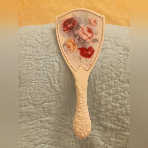 Avon Red and Pink Floral Vanity Mirror
