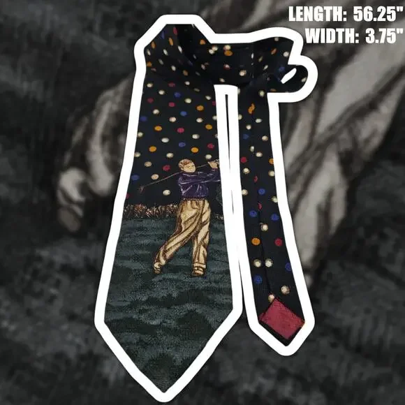 Hathaway Silk Tie Navy Blue Golf Golfer Novelty Polka Dot Print Geometric 56.25