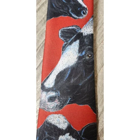 Ralph Marlin 1987 Holstein Dairy Cow Photo Tie Blaine Heilman Farmcore Novelty