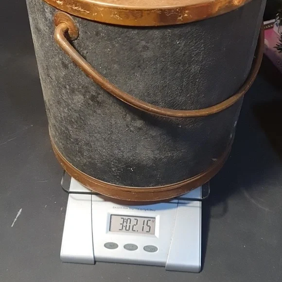 Vintage Black and Brown Metal Bucket