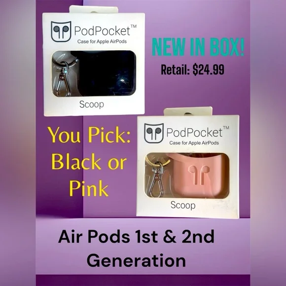 Air Pods 1st & 2nd Generation Case with Clip- Brand New In Box