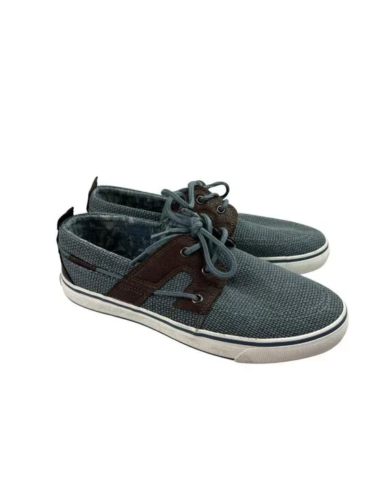 *Tommy Bahama Stripes Lace Up Boat Shoes Mens Size 8 Blue Fabric Comfort Loafer