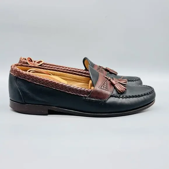 Allen Edmonds Shoes Mens 11.5 Black Brown Leather Maxfield Tassel Loafers Dress