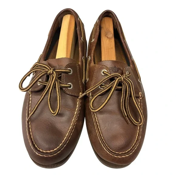 Dockers Boat Shoes Leather Moc Toe Mens 9W Brown Loafers Casual Nautical Classic