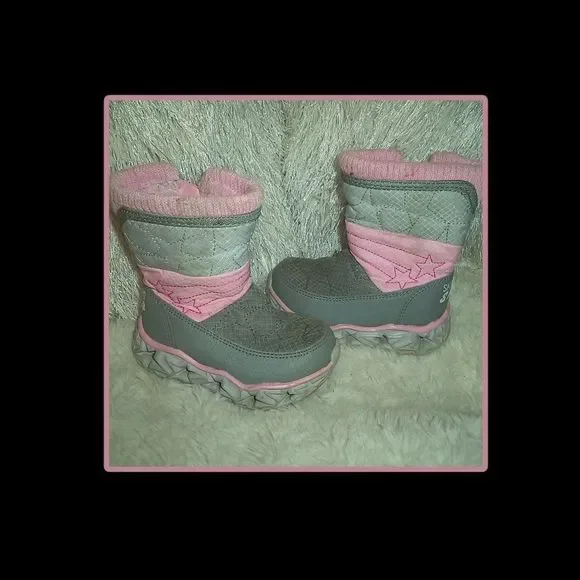 SKECHERS GALAXY LIGHTS STAR BRIGHTS WINTER SNOW BOOTS LINED TODDLER GIRLS SIZE 5