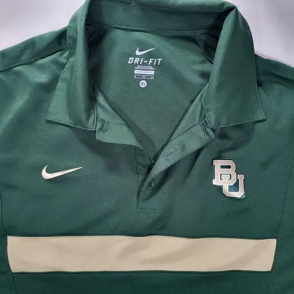 Baylor University Bears Men's XL Nike‎ Team Dri-Fit Green Polo