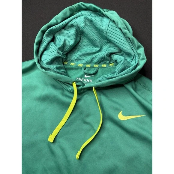 Nike Fleece‎ Men's Large Therma Fit Pullover Hoodie Green Swoosh