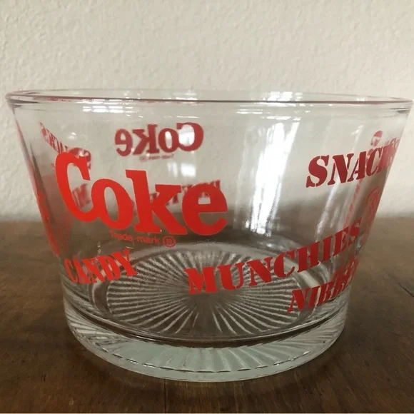 Vintage Coca-Cola Snack Bowl COKE Glass Iconic Red Font Logo Collectible‎ Party