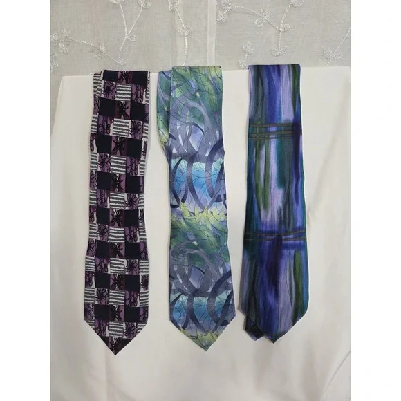 J Garcia Purple Tie Lot of 3 Tree Collection