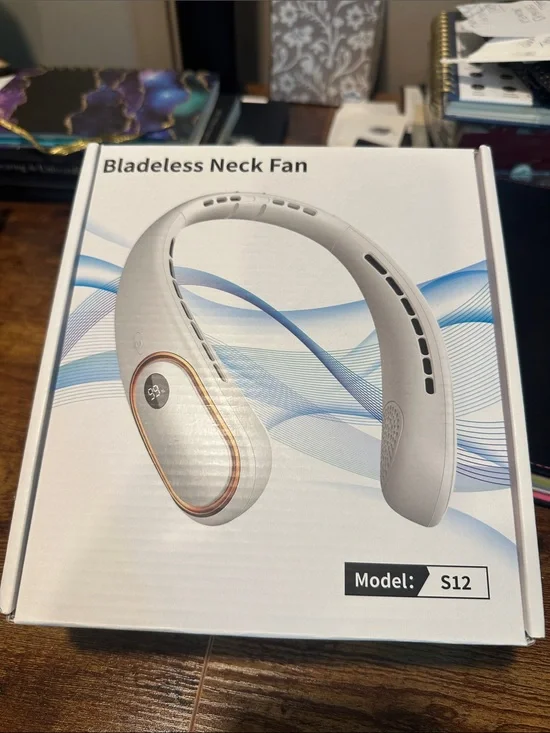 S12 Bladeless rechargeable Neck Fan - White Hands-Free Personal