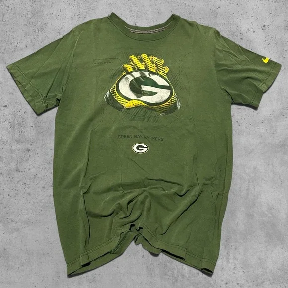 Nike Green Bay Packers Graphic T-Shirt Green Mens Size Large Retro NFL Tee
