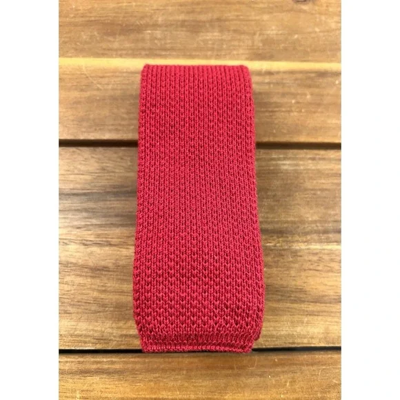 Dimitri Roma New York Red Knitted Tie 100% Cotton Skinny Short Men's USA
