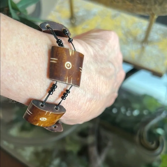 Vintage Brown Beaded stretch Bracelet