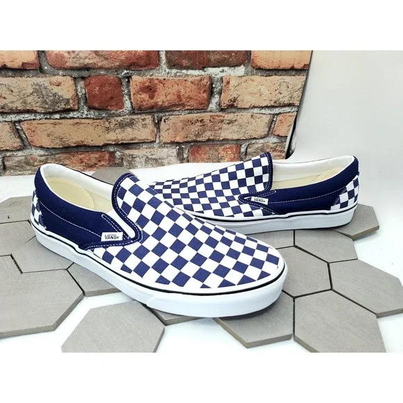 Vans Classic Slip-On Checkerboard Navy Blue/White Shoes Men's 10 / Women's 11.5