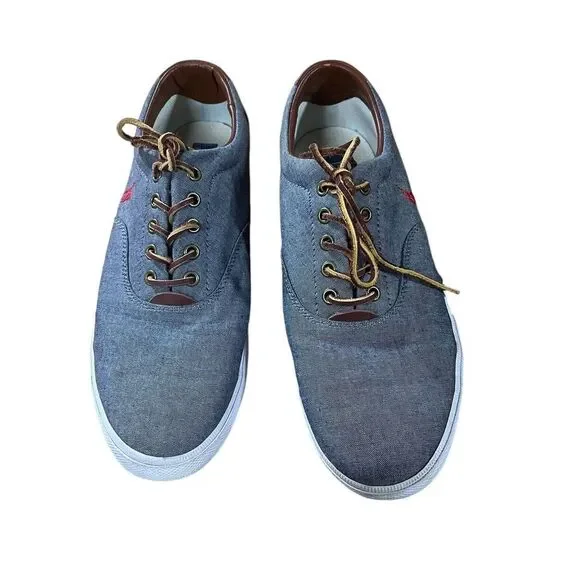 Polo Ralph Lauren Low Sneakers Tennis Boat Shoes Mens‎ Light Blue Size 11D
