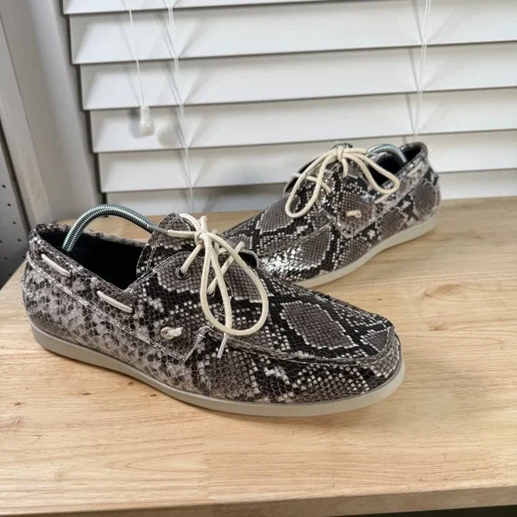 Steve Madden Gametyme Boat Shoes Men's Snake Print Round Toe Casual - 13