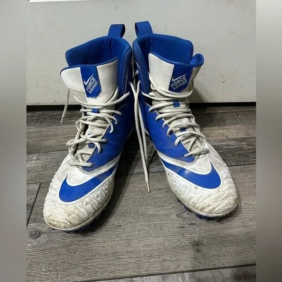 Nike Force Savage Elite TD Men Size 12 Shoes white Blue Football Sneakers