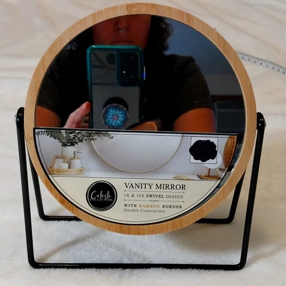 1X & 10X SWIVEL DESIGN BAMBOO BORDER VANITY MIRROR size 7