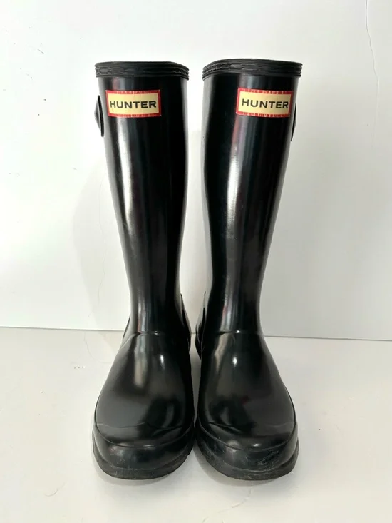 Hunter Rubber Tall Rain Boots Girls 3G Gloss Black