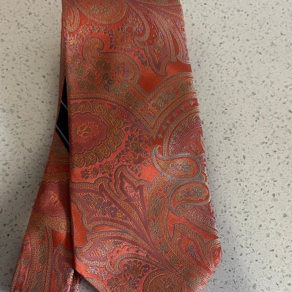 Tommy Hilfiger Red and Gold Paisley Tie