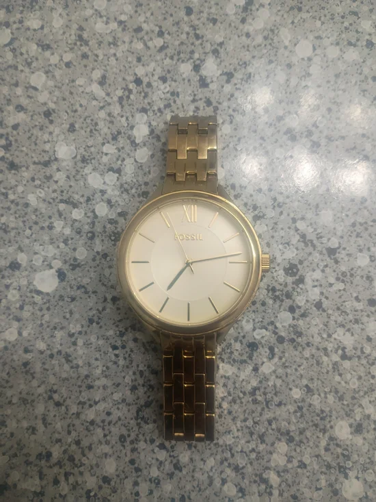 Fossil Gold-Tone Watch with White Dial